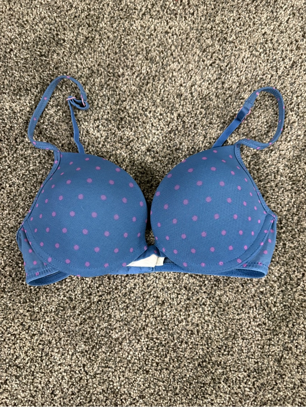 Xhilaration Blue Bra with Pink Polka Dots